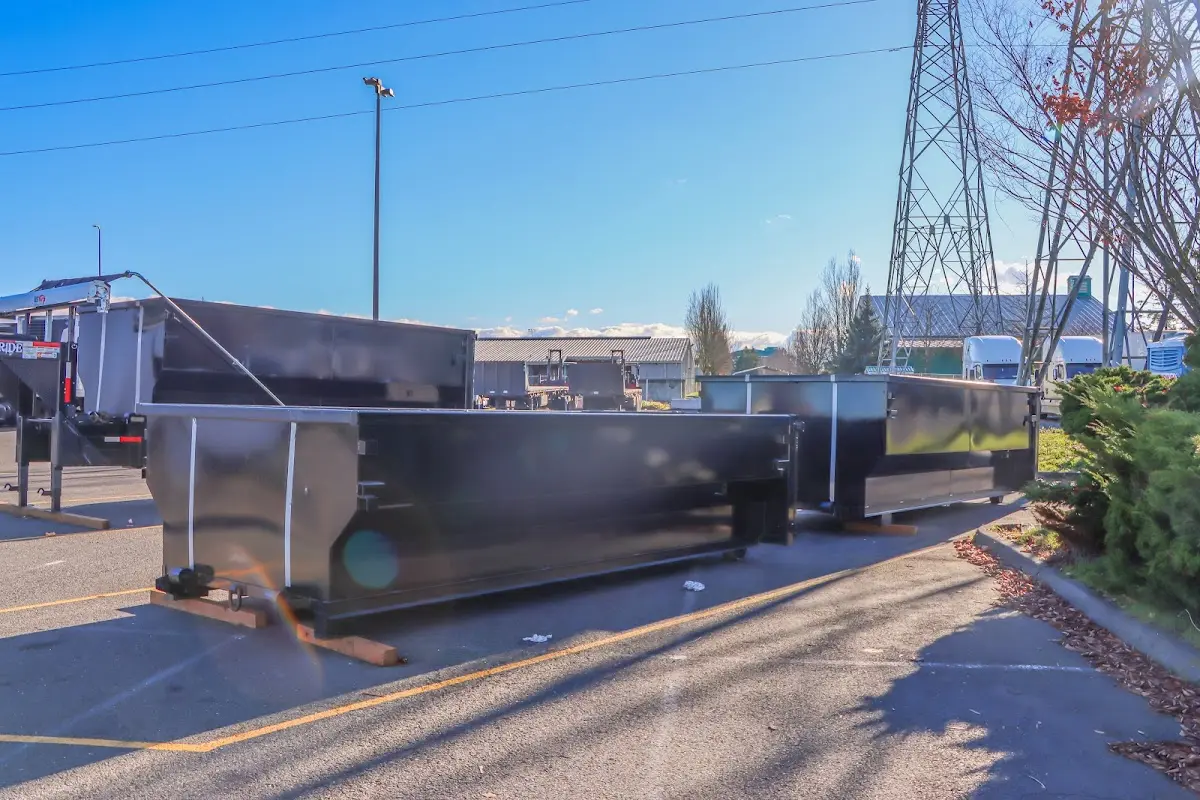 Roll-off dumpster ready for waste disposal at job site for Cleanout Dumpster Rental in Overland Park